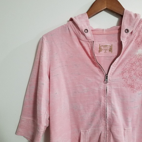 Ruff Hewn Tops - 💸 Ruff Hewn Pink Short Sleeve Zip-Up Sweatshirt